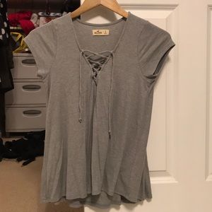 Cute Tie Up Grey Top